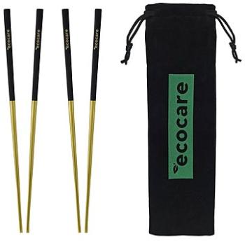 ECOCARE Kovové Sushi Hůlky s Obalem Gold-Black 4 ks (0750122452026)