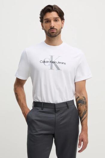 Bavlněné tričko Calvin Klein Jeans bílá barva, s potiskem, 00040EM289