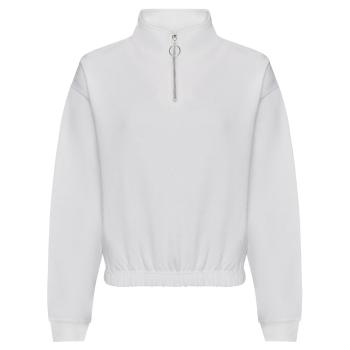 Just Hoods Dámská crop top mikina s krátkým zipem - Arktická bílá | XS