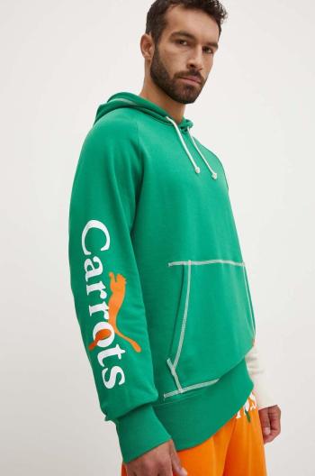 Mikina Puma PUMA X CARROTS Graphic Hoodie TR pánská, zelená barva, s kapucí, vzorovaná, 627445