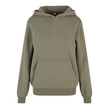 Build Your Brand Hebká dámská mikina přes hlavu Fluffy - Světlá olivová | 5XL