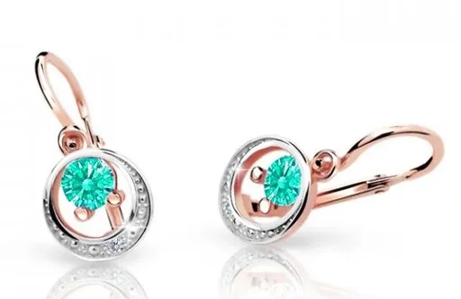 Cutie Jewellery Dětské náušnice z růžového zlata C1997-10-X-4 světle zelená