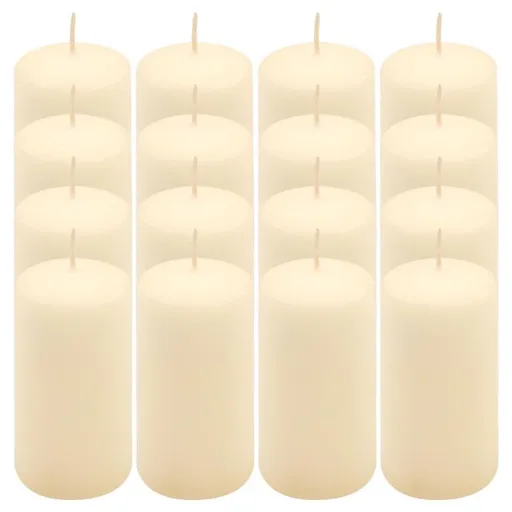 Krémová parafínová svíčka 10 cm, 20 h hoření, sada 16 ks