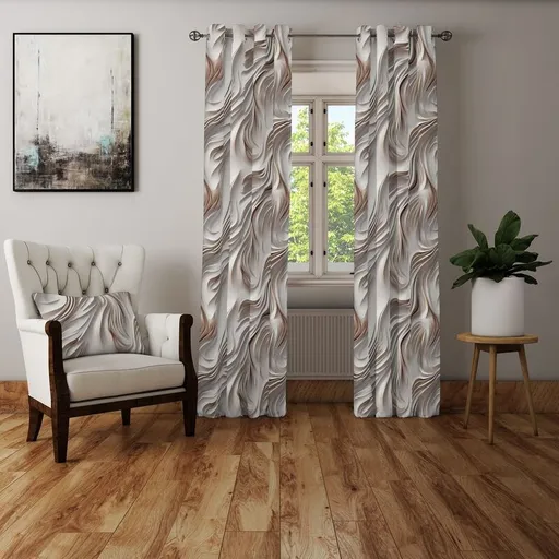 Zatemňovací dekorační závěs nebo látka, Blackout, Vlny, 150 cm 150 cm