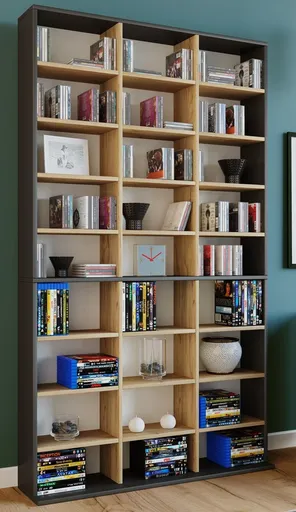 VCM Dřevěný stojan na CD a DVD Megosa XL, antracitová