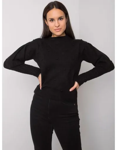 Dámský svetr s ozdobnými rukávy Salamanca RUE PARIS černý