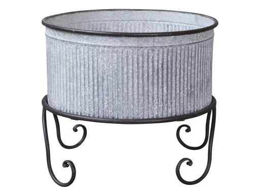 Plechový antik obal na květináč/ lavór na nožičkách Groo - Ø 37*32cm Chic Antique