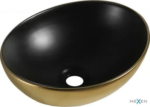 MEXEN Elza umyvadlo na desku 40 x 33, černá mat/zlato 21014026