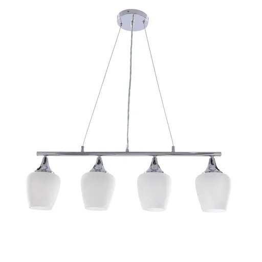 ELECTRA chromová závěsná lampa 4x60W E27 bílé stínidlo moderní stropní svítidlo do obývacího pokoje, jídelny, kuchyně, působivý design