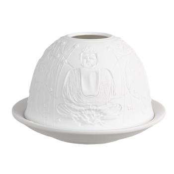 Bílý porcelánový svícen Paollo na čajovou svíčku Buddha - Ø 12 * 8 cm 6CE1828