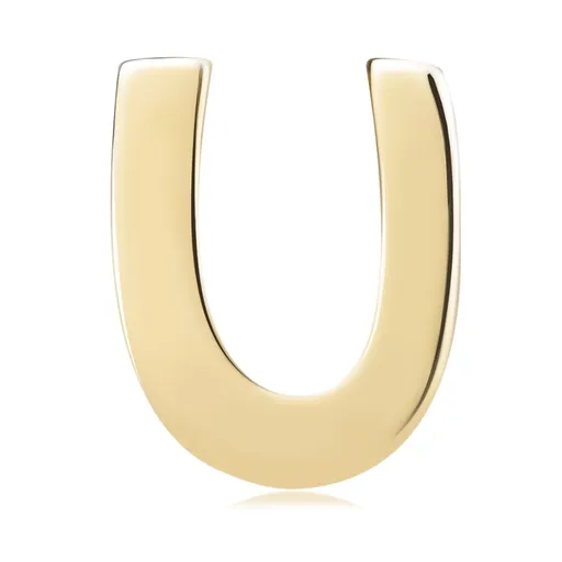 Lesklý přívěsek ve žlutém 14K zlatě, tiskací písmeno U, hladký povrch