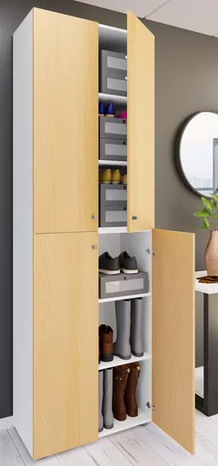 VCM Botník Lona 2XL s otočnými dvířky, bílý