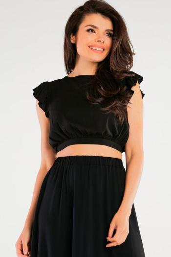 Černý crop top s vázáním na zádech A429