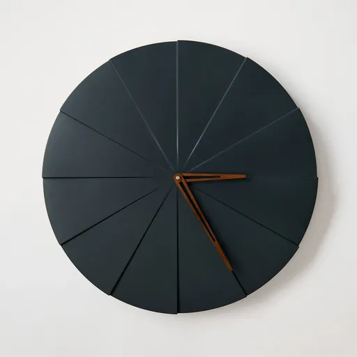 ODLITO Betonové nástěnné hodiny Koláč – grafit (černá) – 50 cm – hnědé ručičky