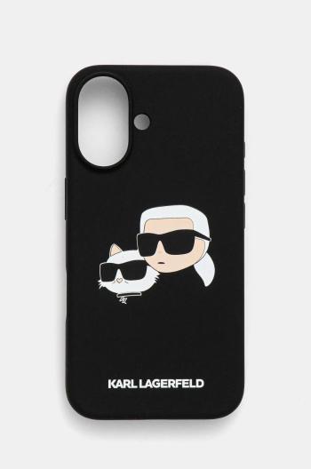 Obal na telefon Karl Lagerfeld iPhone 16 6.1 černá barva, KLHMP16SSKCHPPLK