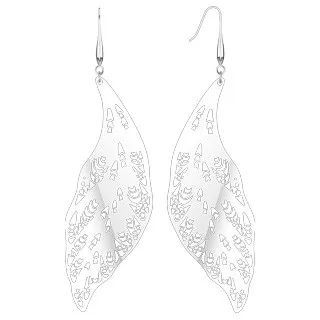 Vyřezávané ocelové náušnice - podlouhlý list