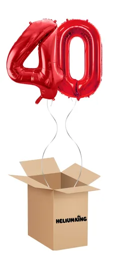 HeliumKing Balónový box - Narodeninové číslo 40 červený 86 cm