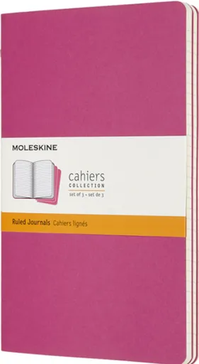 Sešity Moleskine Cahier, L, čisté, 3 ks - tm. růžové