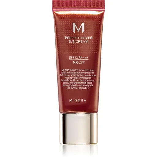 Missha M Perfect Cover BB krém s velmi vysokou UV ochranou malé balení odstín No. 27 Honey Beige SPF 42/PA+++ 20 ml