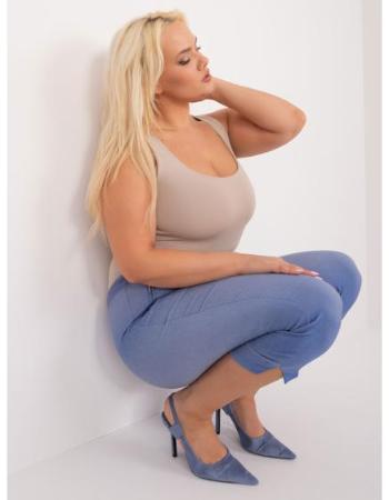 Dámské kalhoty s kapsami 3/4 plus size ROMA modré