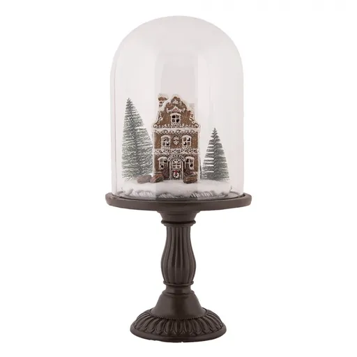 Perníková chaloupka v poklopu na podstavci Ginger Led -  Ø 17*36 cm / 2*AAA Clayre & Eef