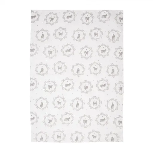 Bílá bavlněná kuchyňská utěrka s kočičkami - 47*70 cm KT042.054