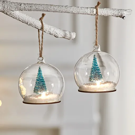 Skleněná LED dekorace Jedle