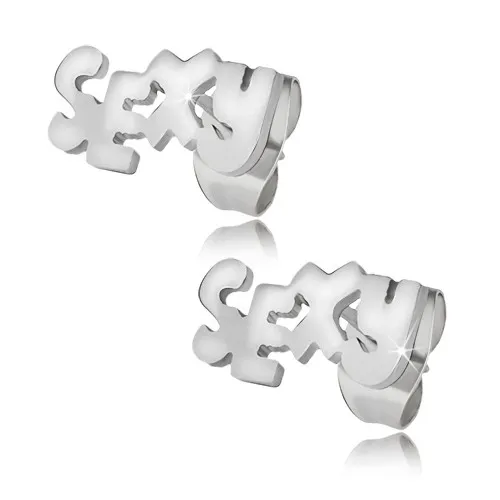 Lesklé ocelové náušnice stříbrné barvy, SEXY