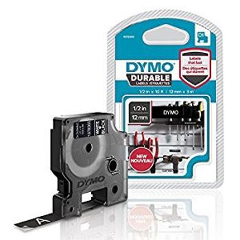 Dymo D1 1978365, 12mm x 3m, bílý tisk/černý podklad, permanentní vinylová, originální páska