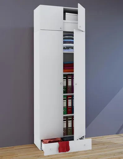 VCM Víceúčelová skříňka Vandol l s dvířky, horním uchycením, zásuvkou, bílá