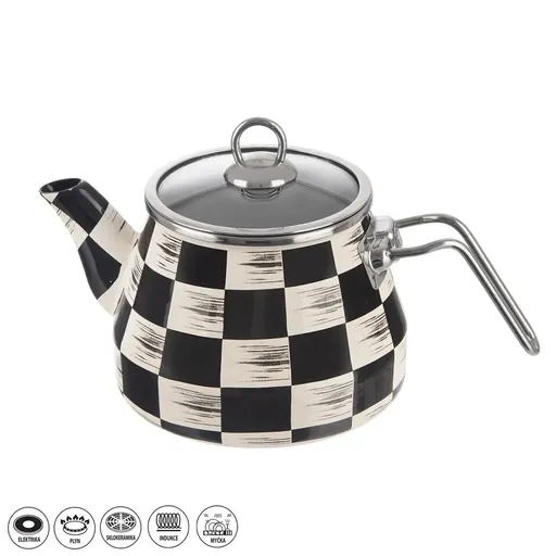 Čajník smalt ŠACHOVNICE