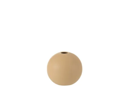Krémová kulatá keramická váza Beige S - 12,3*12,3*11,5 cm 1107