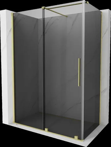 MEXEN/S Velar sprchový kout, posuvné dveře 150 x 75, grafit, zlato kartáčovaná 871-150-075-41-55