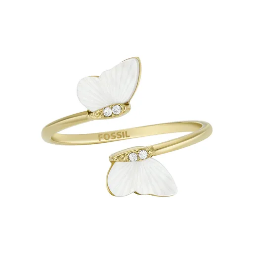 Fossil Slušivý pozlacený otevřený prsten Radiant Wings JF04423710 52 mm