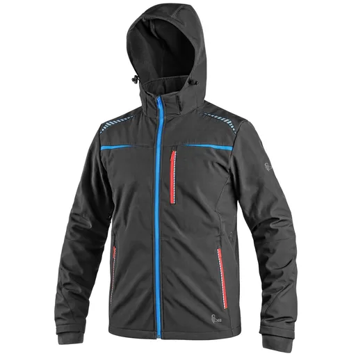 Canis (CXS) Pánská softshellová bunda CXS NORFOLK - Černá / modrá / červená | XL