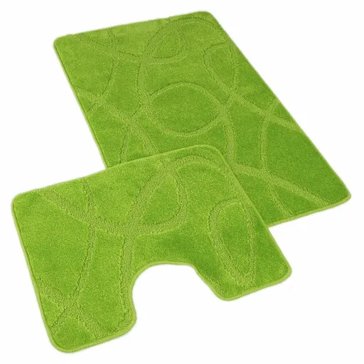 Kvalitex Sada koupelnových předložek Elipsy zelená, 60 x 100 cm, 60 x 50 cm