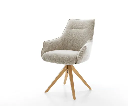 Jídelní židle Alja-Flex s područkami látka Měkký béžová dřevěná