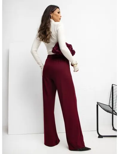 Bordové teplákové kalhoty s prošíváním RUE PARIS