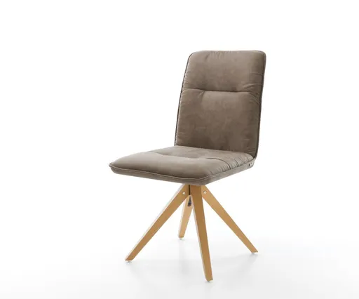 Otočná židle Vinjo-Flex taupe vintage mikrovlákno dřevěná