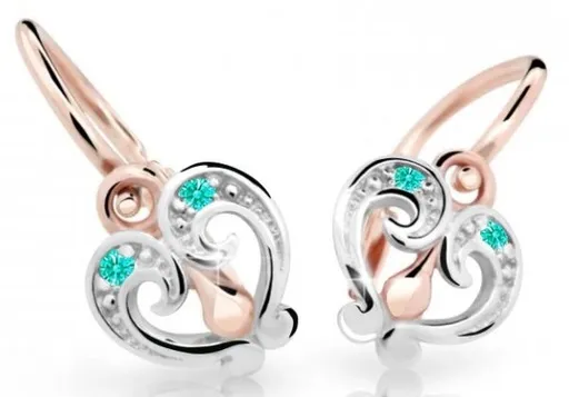 Cutie Jewellery Slušivé dětské náušnice z růžového zlata C2211-10-X-4 světle zelená