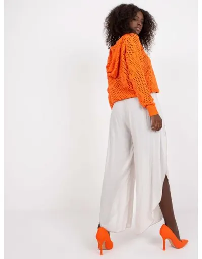 Dámské kalhoty s širokými nohavicemi a rozparky OCH BELLA béžové