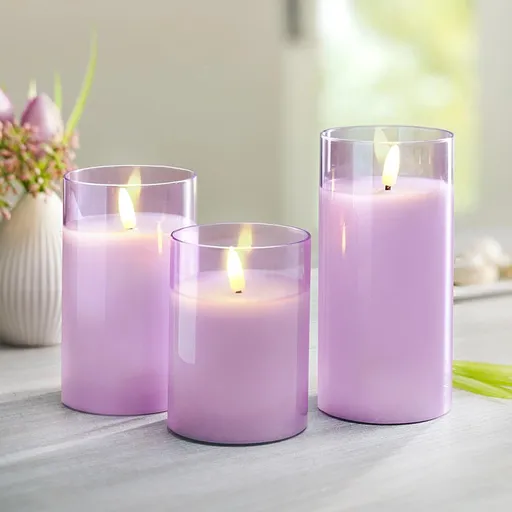 Weltbild LED Svíčky ve skle, fialové, sada 3 ks