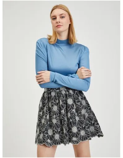 Modré dámské tričko s dlouhým rukávem