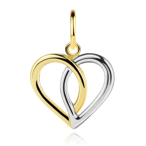 Zlatý přívěsek 14K propletená linie srdce ve dvou odstínech zlata