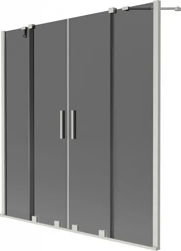 MEXEN/S Velar Duo dvoukřídlá posuvná vanová zástěna 140 x 150, grafit, nikl kartáčovaný 896-140-000-42-97