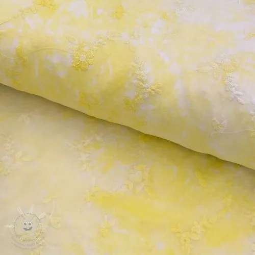 Bavlněná látka EMBROIDERY Tie-Dye yellow