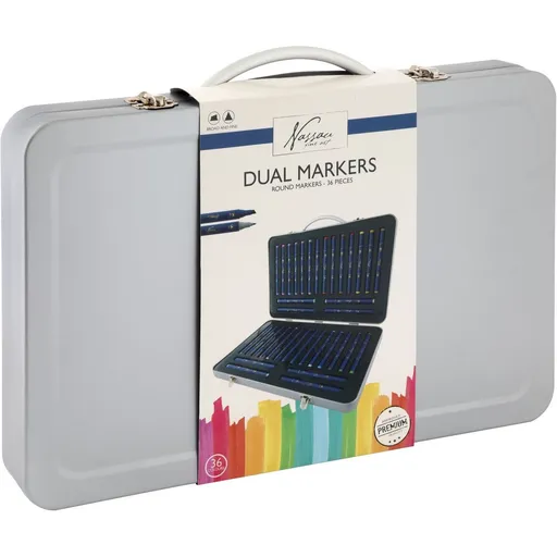 Oboustranné fixy 36 ks v kovovemé kufříku