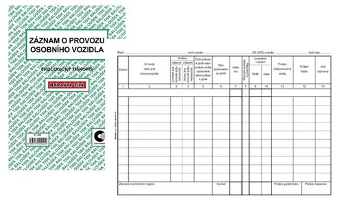 Tiskopis Záznam o provozu osob. vozidla A5 stazka 50 listů BALOUŠEK