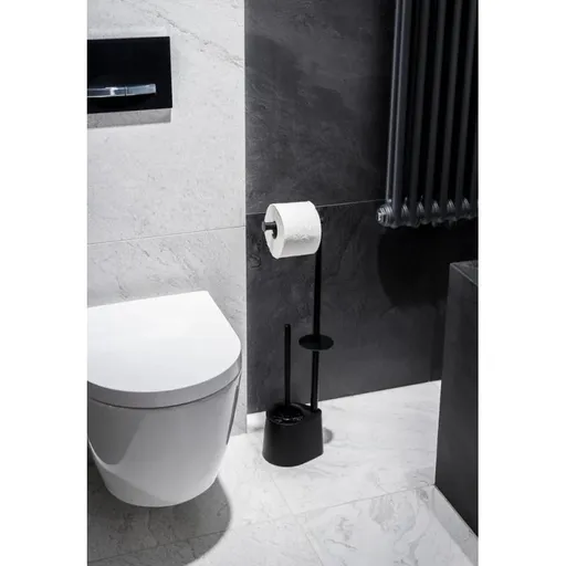 OLSEN SPA WC štětka + držák papíru, nerez černá KD02071616