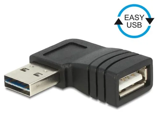 Delock adaptér EASY-USB 2.0-A samec > USB 2.0-A samice pravoúhlý levý/pravý